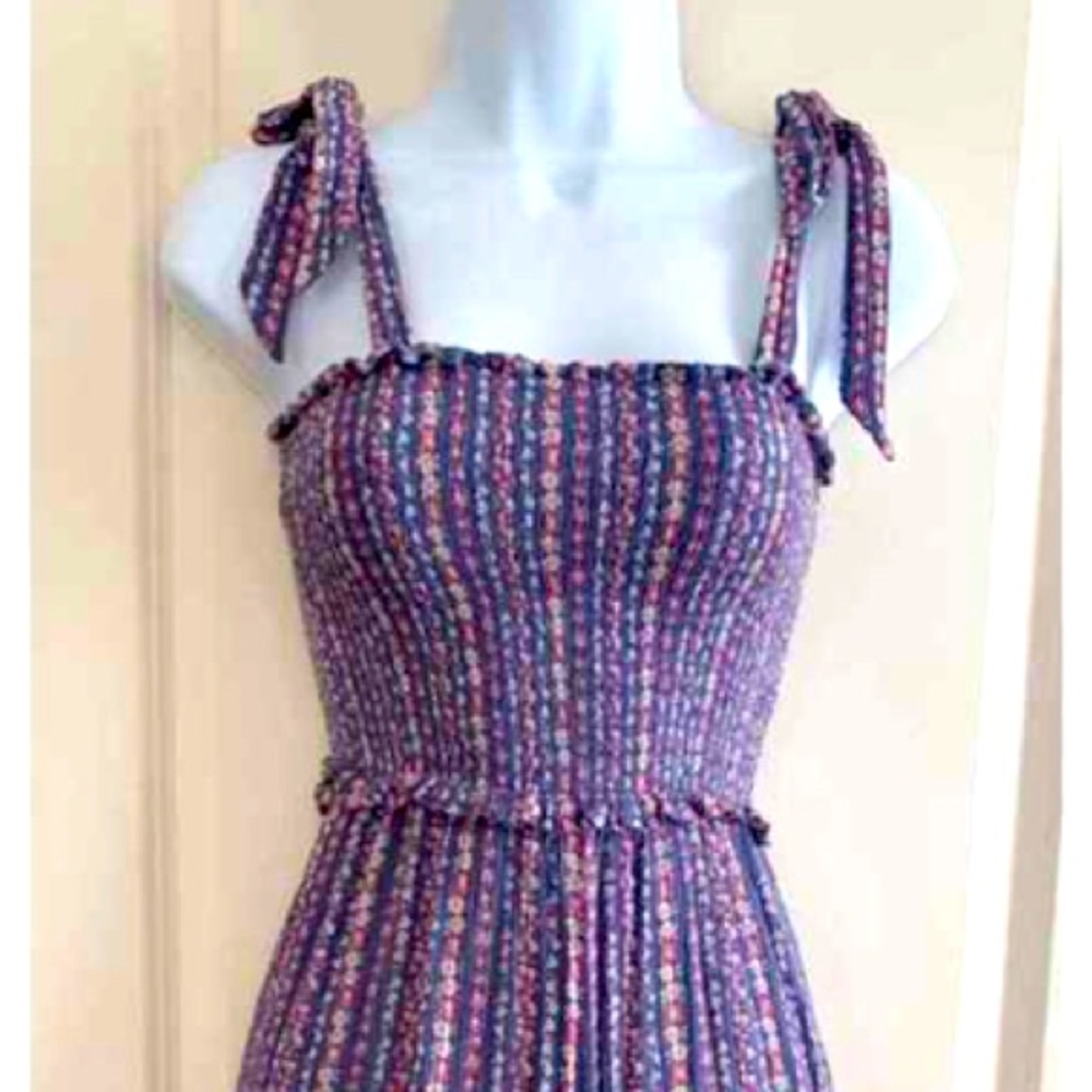 Blue Rain Smocked Crop Jumpsuit